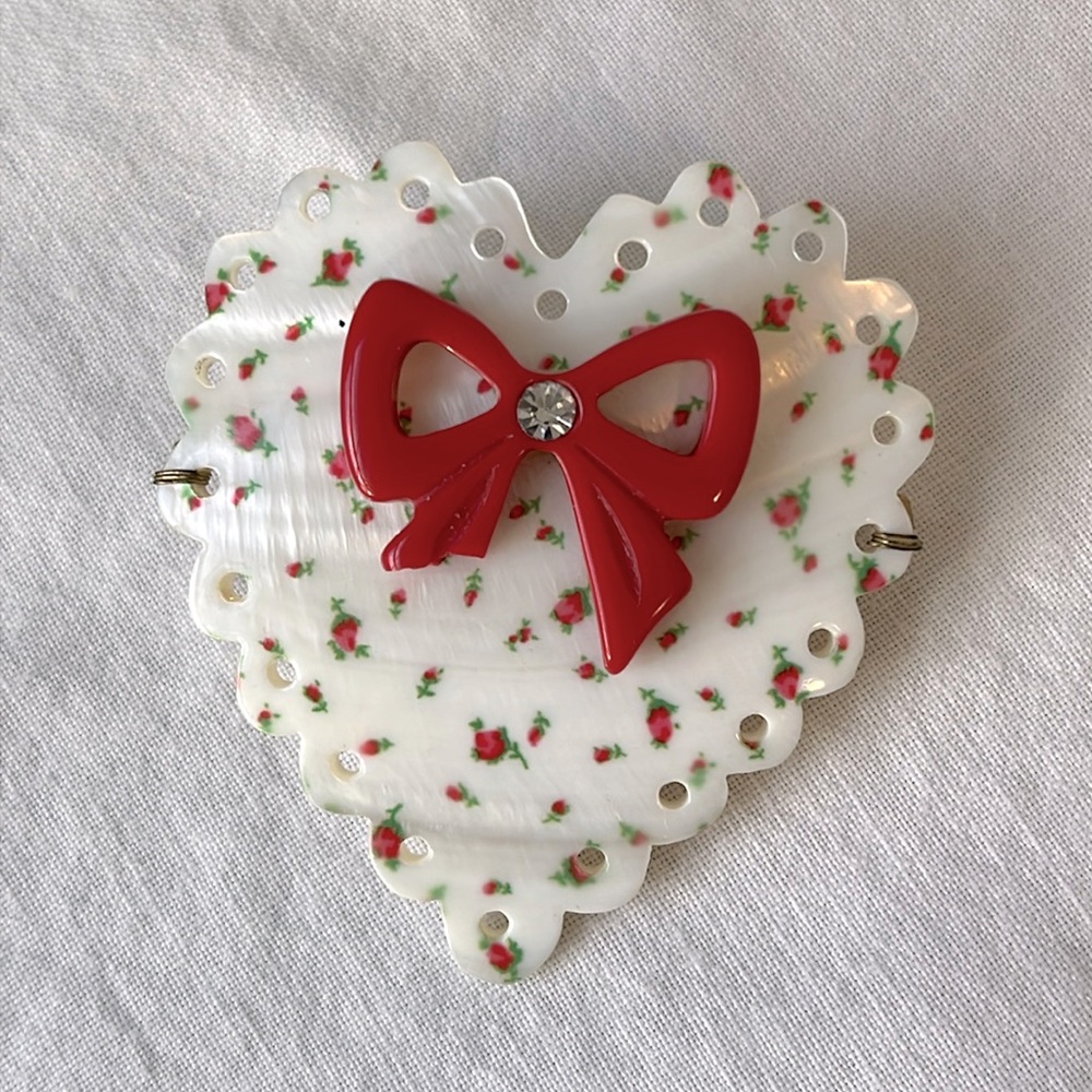 BETSEY JOHNSON Vintage Barrette w/ Red Bow Detail